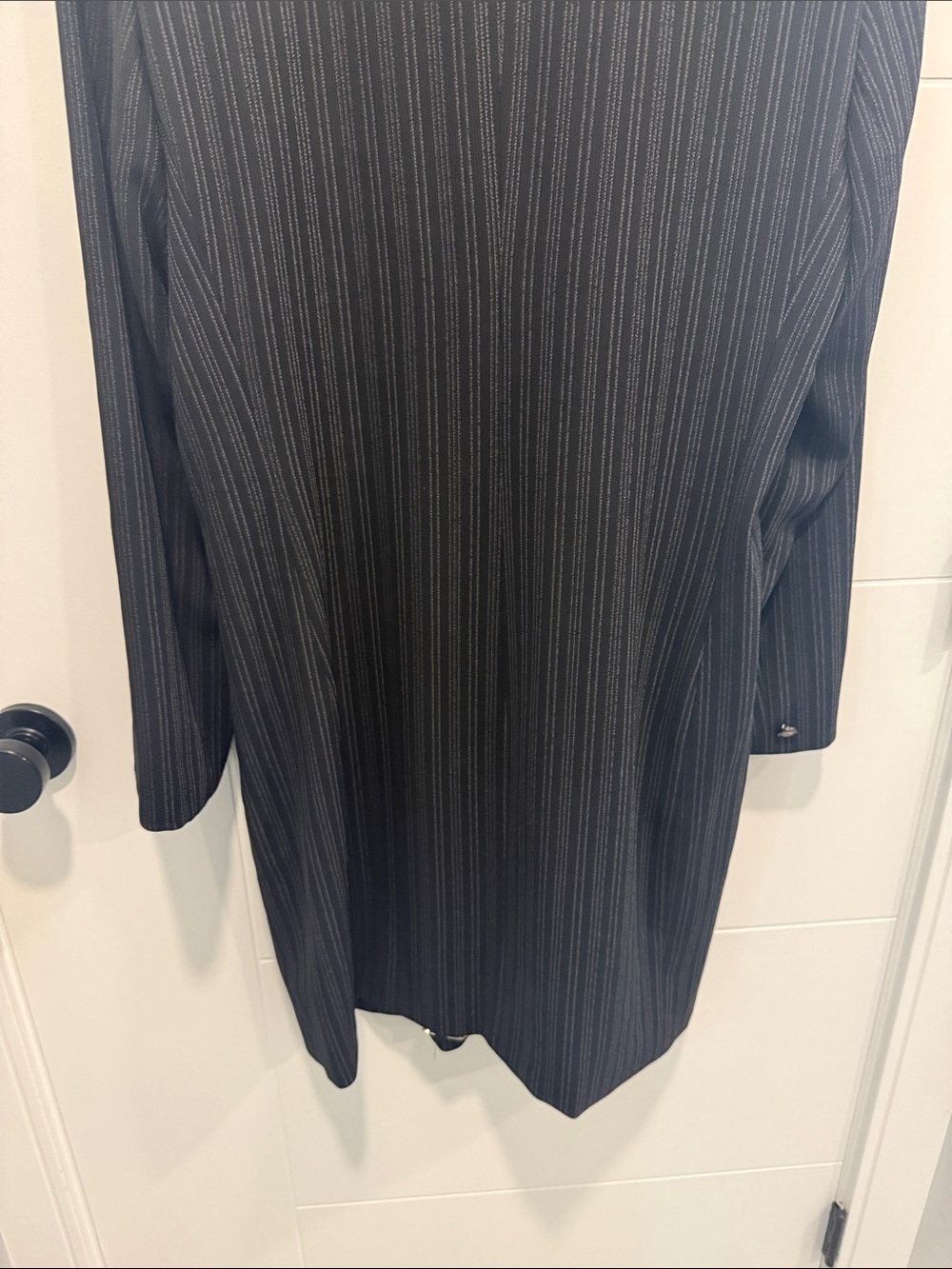 Black Pinstripe Long Blazer Coat - Picture 7 of 7